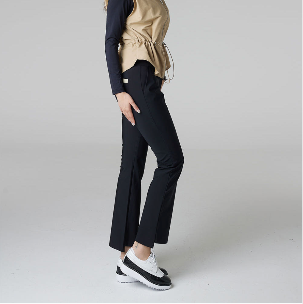 Women's Fleece-Lined Stretch Bootcut Golf Pants with Asymmetric Slit