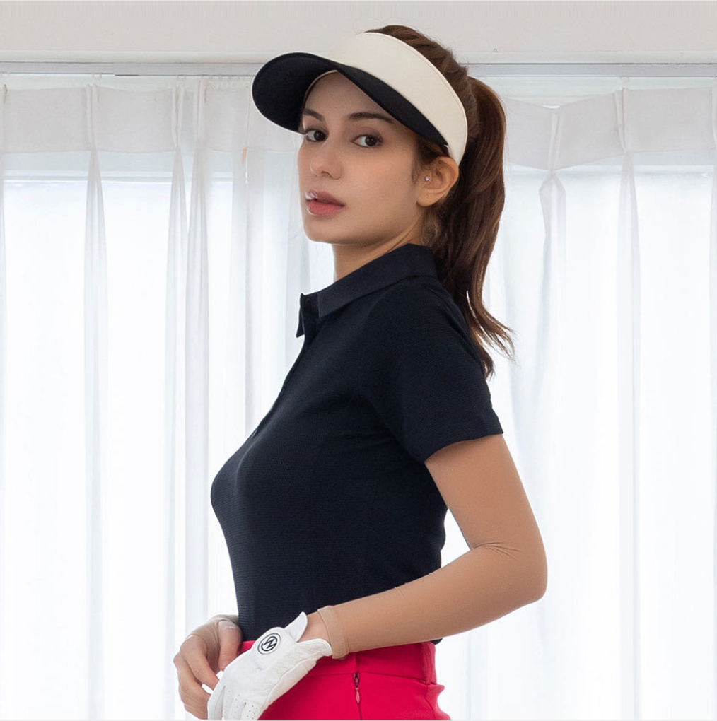 Women's Short-Sleeve Waffle Polo Shirt – Solid Color, Performance